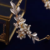 Freshwater Pearls Gold Brides Hairbands Leaves Soft Headbands Bridal Crystal Hair Accessories