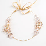 Freshwater Pearls Gold Brides Hairbands Leaves Soft Headbands Bridal Crystal Hair Accessories