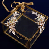 Freshwater Pearls Gold Brides Hairbands Leaves Soft Headbands Bridal Crystal Hair Accessories