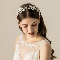 Elegant Crystal Silver Bridal Hairbands Pearls Headbands Wedding Hair Accessory