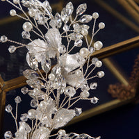 Elegant Crystal Silver Bridal Hairbands Pearls Headbands Wedding Hair Accessory