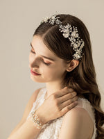 Elegant Crystal Silver Bridal Hairbands Pearls Headbands Wedding Hair Accessory