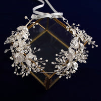 Elegant Crystal Silver Bridal Hairbands Pearls Headbands Wedding Hair Accessory
