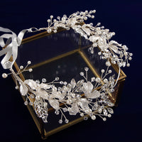Elegant Crystal Silver Bridal Hairbands Pearls Headbands Wedding Hair Accessory