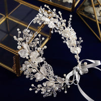 Elegant Crystal Silver Bridal Hairbands Pearls Headbands Wedding Hair Accessory