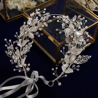 Elegant Crystal Silver Bridal Hairbands Pearls Headbands Wedding Hair Accessory