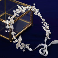 Wedding Handmade Silver Hairbands Brides Korean Soft Pearls Tiara Head Wear Crystal Hair Jewelry