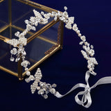 Wedding Handmade Silver Hairbands Brides Korean Soft Pearls Tiara Head Wear Crystal Hair Jewelry