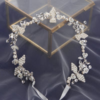 Wedding Handmade Silver Hairbands Brides Korean Soft Pearls Tiara Head Wear Crystal Hair Jewelry
