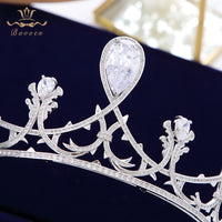 Great Crystal Brides Crowns Headpieces Zircon Wedding Tiaras Silver Bridal Hair Accessories Evening Jewelry