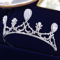 Great Crystal Brides Crowns Headpieces Zircon Wedding Tiaras Silver Bridal Hair Accessories Evening Jewelry