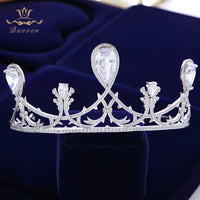 Great Crystal Brides Crowns Headpieces Zircon Wedding Tiaras Silver Bridal Hair Accessories Evening Jewelry