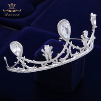 Great Crystal Brides Crowns Headpieces Zircon Wedding Tiaras Silver Bridal Hair Accessories Evening Jewelry