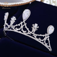 Great Crystal Brides Crowns Headpieces Zircon Wedding Tiaras Silver Bridal Hair Accessories Evening Jewelry