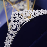 Luxury Silver Sparkling Zircon Brides Tiaras Headpiece Bridal Headbands Crown Wedding Hair Accessories