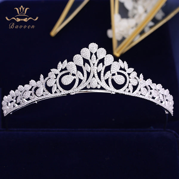 Luxury Silver Sparkling Zircon Brides Tiaras Headpiece Bridal Headbands Crown Wedding Hair Accessories