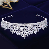 Top Quality Silver Sparkling Zircon Brides Tiaras Crown Bridal Hairbands Headpiece Wedding Hair Accessories