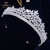 Top Quality Silver Sparkling Zircon Brides Tiaras Crown Bridal Hairbands Headpiece Wedding Hair Accessories