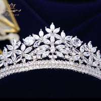 Top Quality Silver Sparkling Zircon Brides Tiaras Crown Bridal Hairbands Headpiece Wedding Hair Accessories