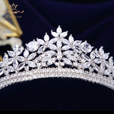 Top Quality Silver Sparkling Zircon Brides Tiaras Crown Bridal Hairbands Headpiece Wedding Hair Accessories