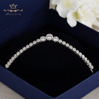 Silver Simple Clear Shinny Zircon Brides Crowns Tiaras Silver Wedding Hairbands Plated Crystal Wedding Hair Accessories