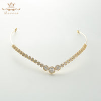 Silver Simple Clear Shinny Zircon Brides Crowns Tiaras Silver Wedding Hairbands Plated Crystal Wedding Hair Accessories