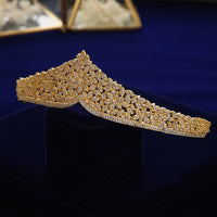 Top Quality Gold Sparkling Zircon Brides Tiaras Crown Bridal Hairbands Headpiece Wedding Hair Accessories