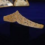 Top Quality Gold Sparkling Zircon Brides Tiaras Crown Bridal Hairbands Headpiece Wedding Hair Accessories