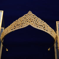 Top Quality Gold Sparkling Zircon Brides Tiaras Crown Bridal Hairbands Headpiece Wedding Hair Accessories