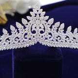 Sparkling Zircon Crystal Brides Tiaras Crowns Silver Wedding Hairbands Royal Queen Evening Hair Jewelry Wedding Accessories