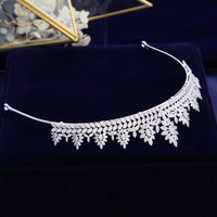 Princes Leaves Wedding Full Zircon Bridal Tiaras Crowns Plated Crystal For Brides Women Hair Jewelry
