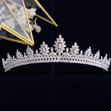 Princes Leaves Wedding Full Zircon Bridal Tiaras Crowns Plated Crystal For Brides Women Hair Jewelry