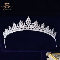 Princes Leaves Wedding Full Zircon Bridal Tiaras Crowns Plated Crystal For Brides Women Hair Jewelry
