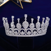 Cubic Zircon Crystal Wedding Hair Accessories Royal Princess Silver Brides Tiaras Crowns TR0420