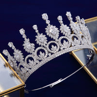 Cubic Zircon Crystal Wedding Hair Accessories Royal Princess Silver Brides Tiaras Crowns TR0420