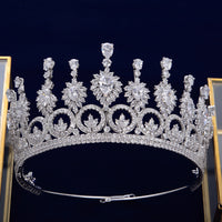 Cubic Zircon Crystal Wedding Hair Accessories Royal Princess Silver Brides Tiaras Crowns TR0420