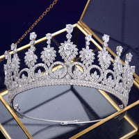 Cubic Zircon Crystal Wedding Hair Accessories Royal Princess Silver Brides Tiaras Crowns TR0420
