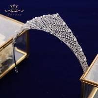 Luxurious Pearls Zircon Brides Tiaras Crowns Crystal Silver Brides Headbands Headpieces TR0461