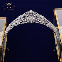 Luxurious Pearls Zircon Brides Tiaras Crowns Crystal Silver Brides Headbands Headpieces TR0461
