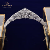 Luxurious Pearls Zircon Brides Tiaras Crowns Crystal Silver Brides Headbands Headpieces TR0461
