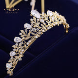 Princess CZ Zircon Gold Brides Crown Headband Crystal Tiaras Crowns Hair Band Bridal Hair Accessories