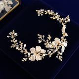 Retro Leaves Soft Brides Hairbands Flower Headbands bridal Pearls Brides Hair Accessories