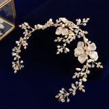 Retro Leaves Soft Brides Hairbands Flower Headbands bridal Pearls Brides Hair Accessories