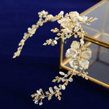 Retro Leaves Soft Brides Hairbands Flower Headbands bridal Pearls Brides Hair Accessories
