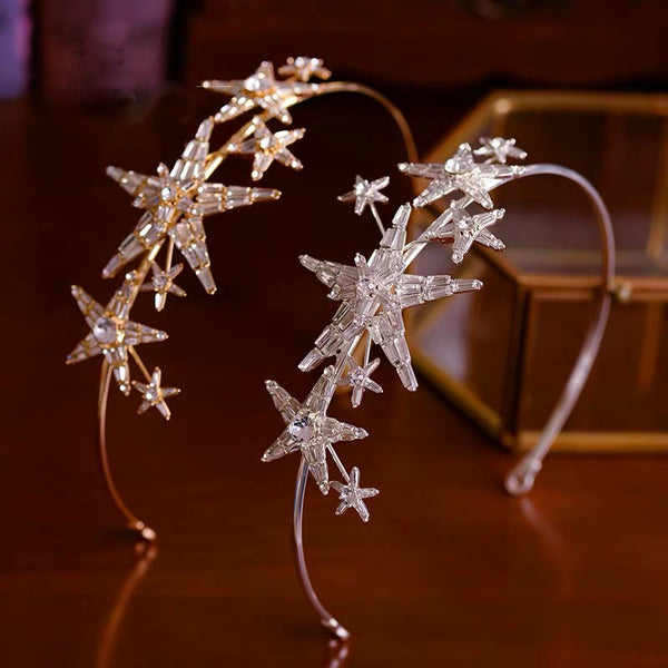 Stunning Crystal Wedding Headband with Earring Bridal Tiaras Crown Set