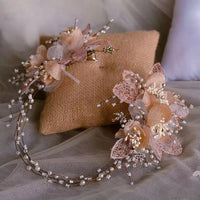 High Quality Champagne Flower Bridal Hairbands Tiara