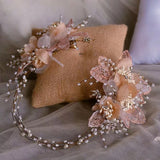 High Quality Champagne Flower Bridal Hairbands Tiara