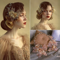 High Quality Champagne Flower Bridal Hairbands Tiara