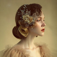 High Quality Champagne Flower Bridal Hairbands Tiara