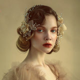 High Quality Champagne Flower Bridal Hairbands Tiara